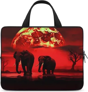Red Full Moon Elephants Laptop Bag Durable Laptop Sleeve Water-Resistant Notebook Bag for Computer Or Tablet