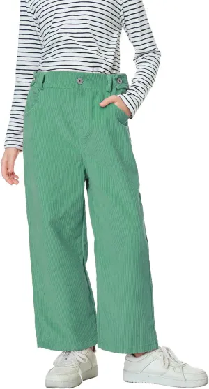 Rolanko Girls Wide Leg Corduroy Pants High Waist Trousers Vintage Kids Pants Streetwear Casual 4-12 Years
