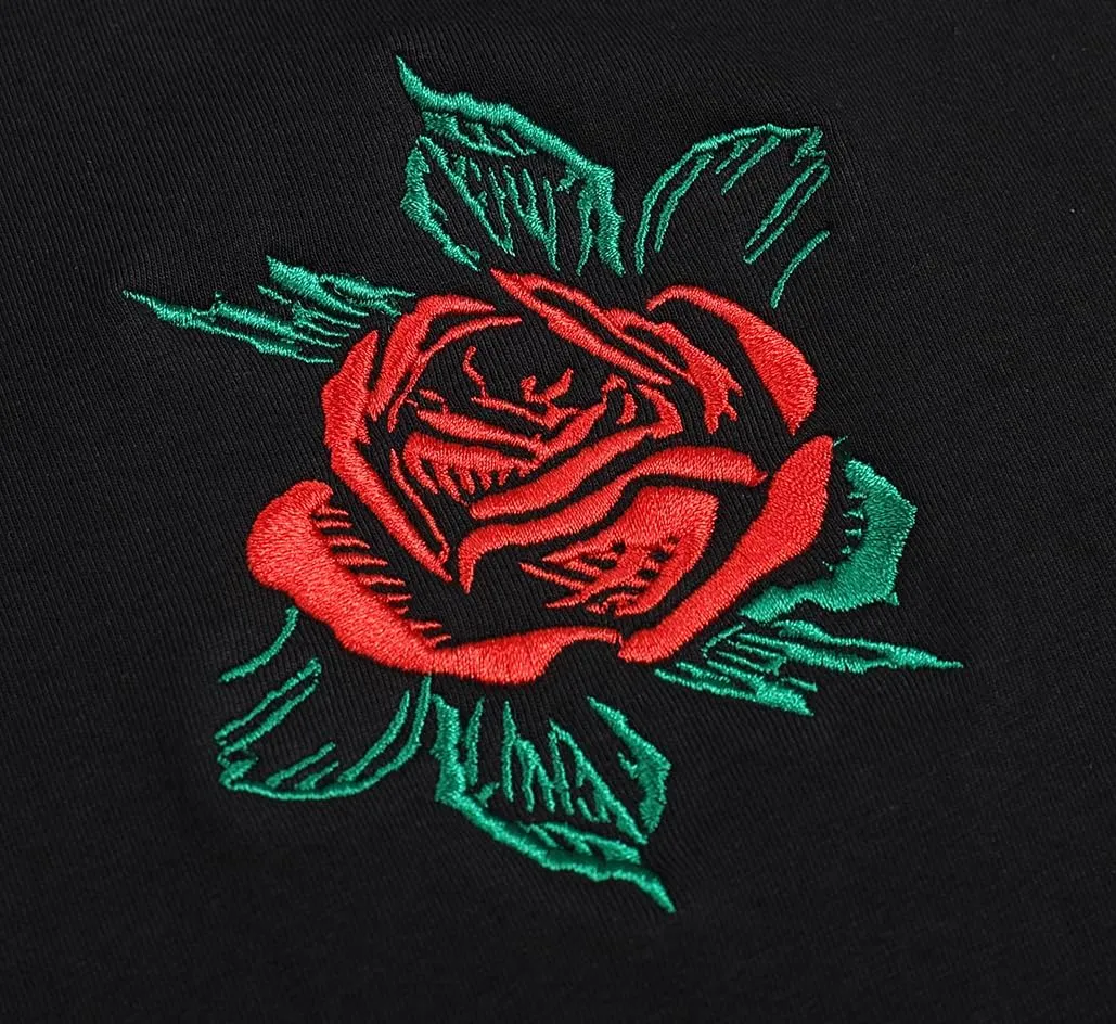 Rose Embroidered Hoodie For Men Women Long Sleeve Letters Printed Hip Hop Hoodie Hooded Sweatshirt