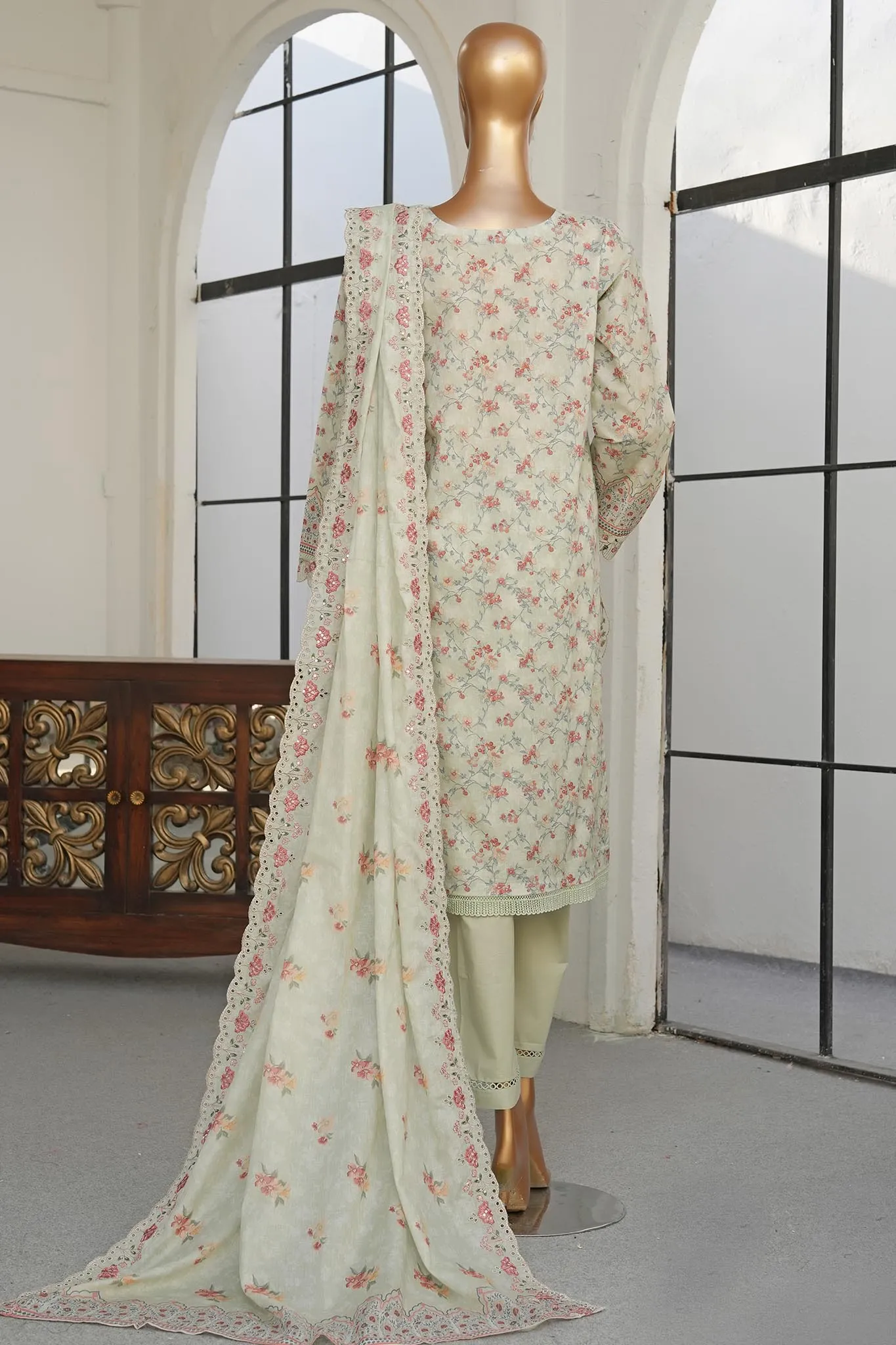 Sada Bahar Stitched 3 Piece Cutwork Emb Lawn Vol-02 Collection'2024-CW-7588-Pista