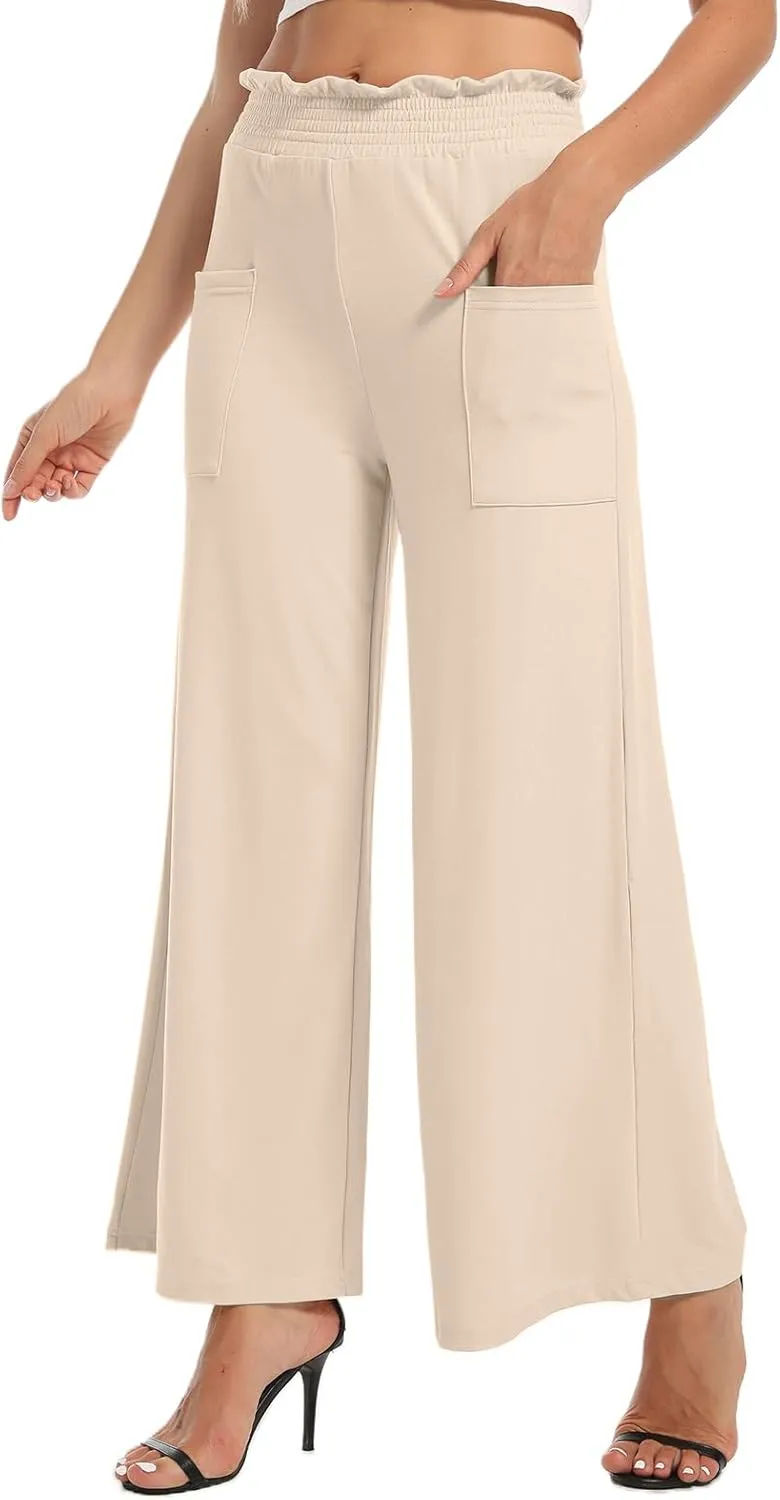 sandbank Wide Leg Pants for Women High Waist Palazzo Pants 2024 Long Dress Pants Trousers with Pockets