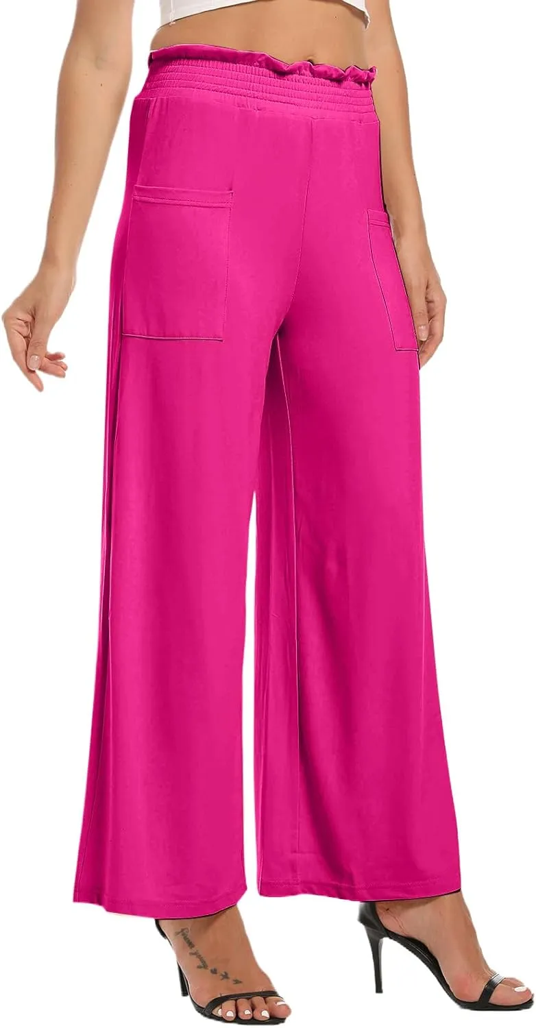 sandbank Wide Leg Pants for Women High Waist Palazzo Pants 2024 Long Dress Pants Trousers with Pockets