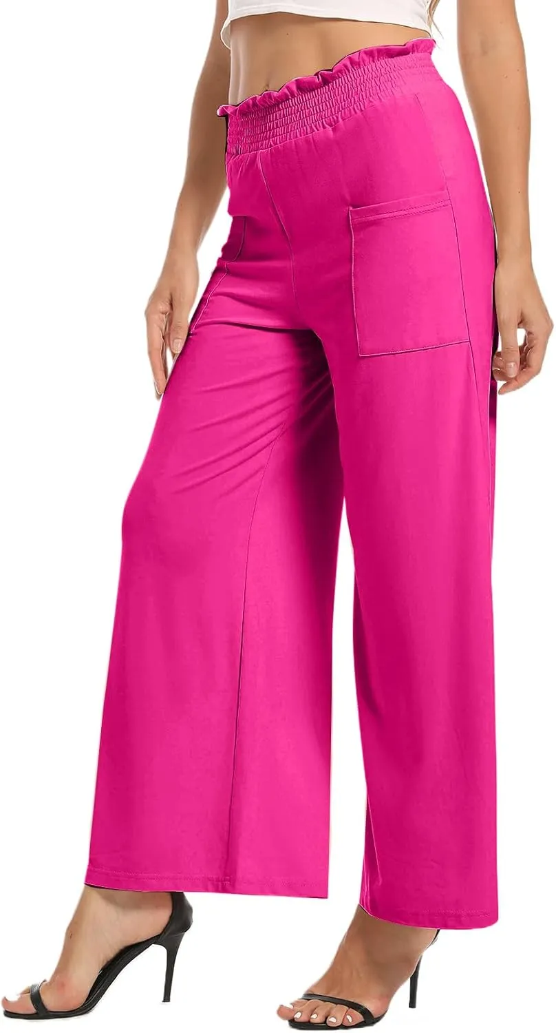 sandbank Wide Leg Pants for Women High Waist Palazzo Pants 2024 Long Dress Pants Trousers with Pockets