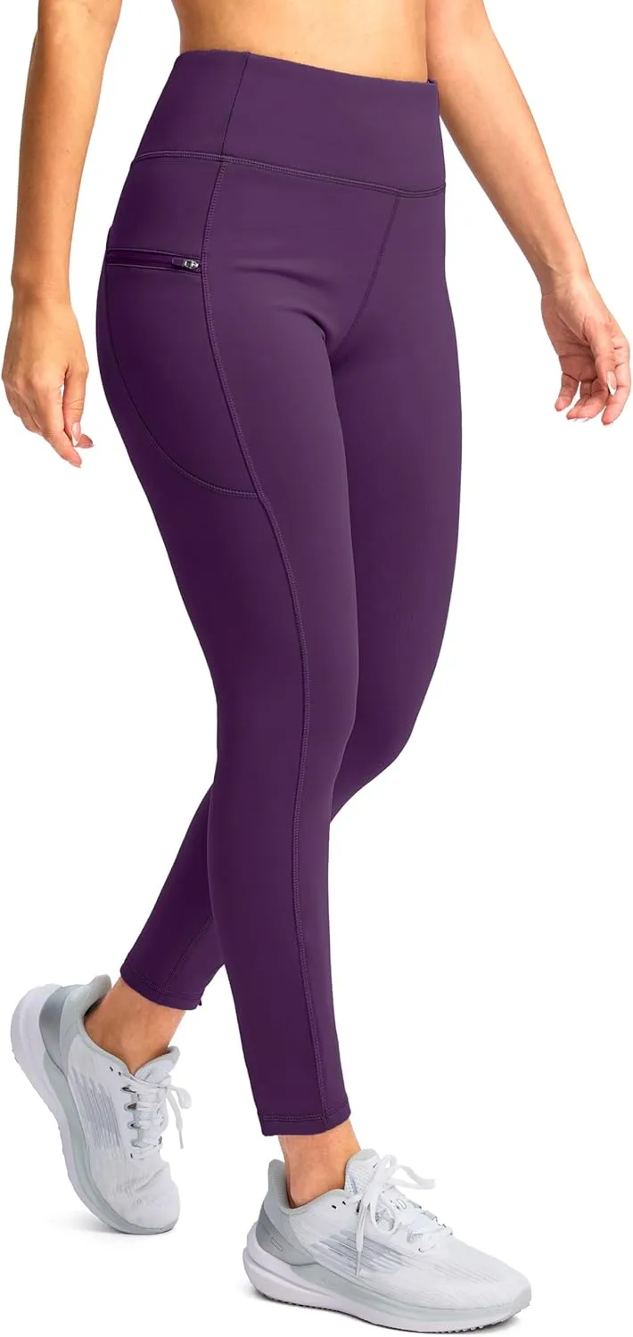 SANTINY Women's Fleece Lined Winter Leggings Water Resistant High Waisted Thermal Hiking Running Warm Pants Women Pockets