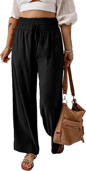SCORP Women's Loose Elastic Waist Pants Casual High Waist Drawstring with Pockets
