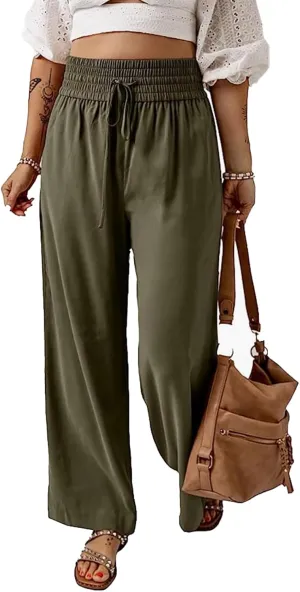 SCORP Women's Loose Elastic Waist Pants Casual High Waist Drawstring with Pockets