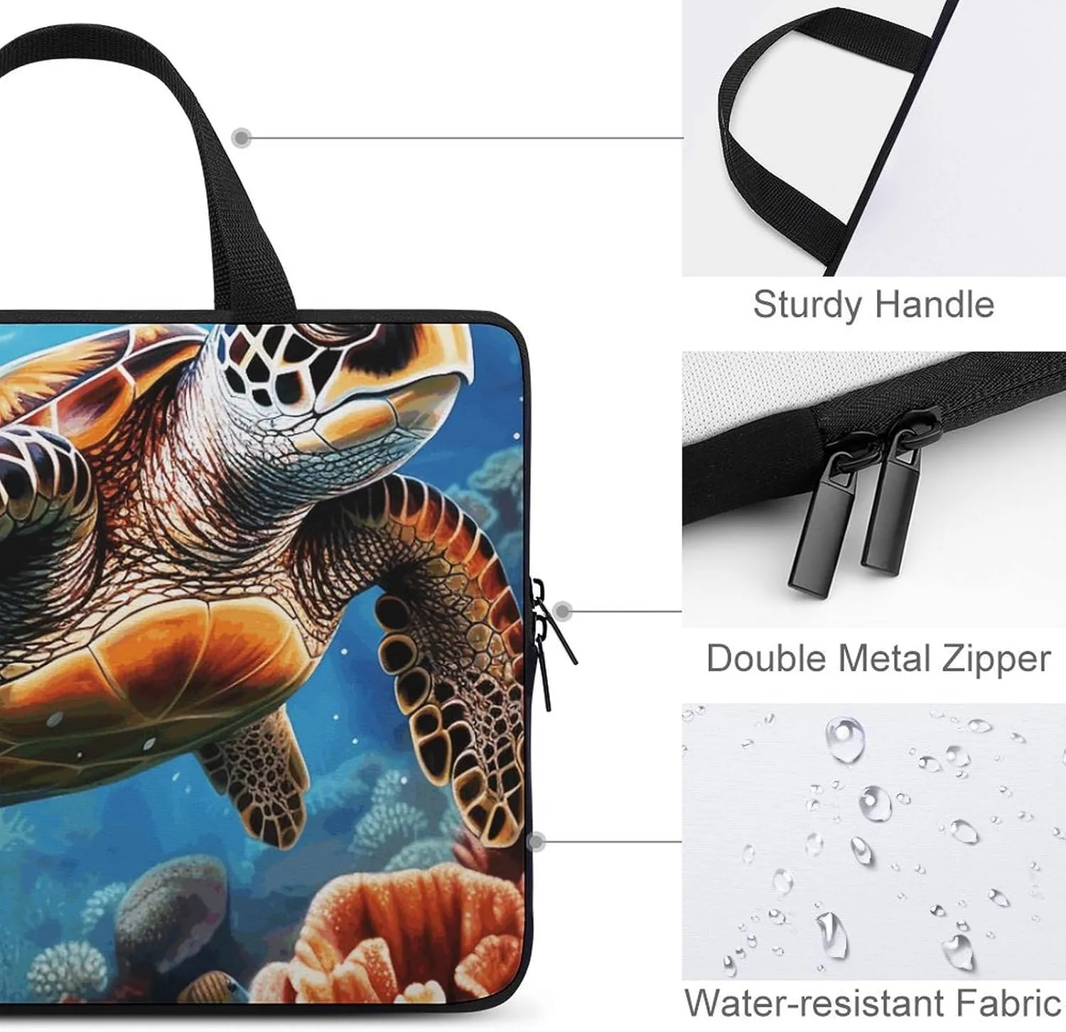 Sea Turtles Diamond Painting Laptop Bag Durable Laptop Sleeve Water-Resistant Notebook Bag for Computer Or Tablet