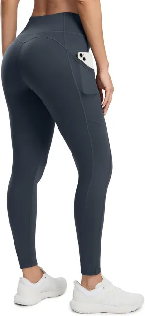Seamaid Women's Fleece Lined Leggings 27" Water Resistant Thermal Winter Running Hiking Pants with Pockets High Waisted
