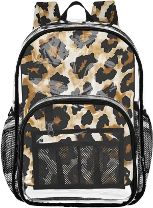 senya Transparent School Bag Animal Leopard Print Travel Backpack With Water-Resistant PVC Plastic Clear Bagpack