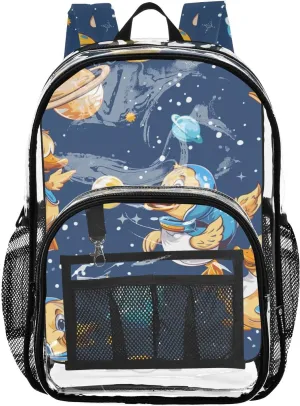 senya Transparent School Bag Astronaut Ducks Travel Backpack With Water-Resistant PVC Plastic Clear Bagpack