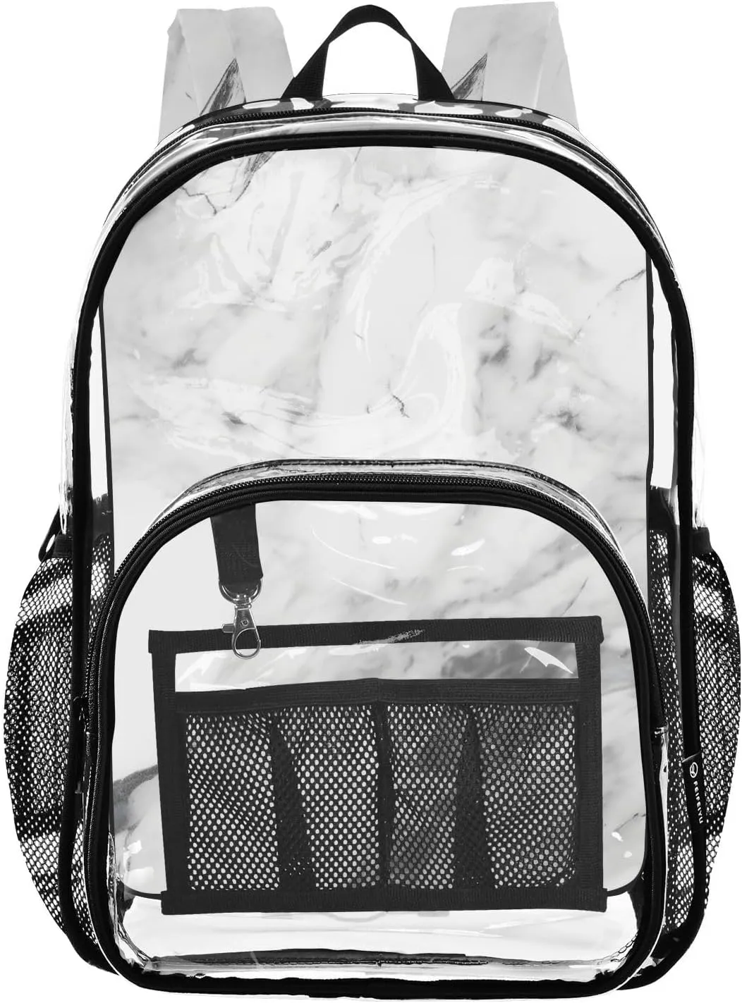 senya Transparent School Bag Black-white Marble Pattern Travel Backpack With Water-Resistant PVC Plastic Clear Bagpack