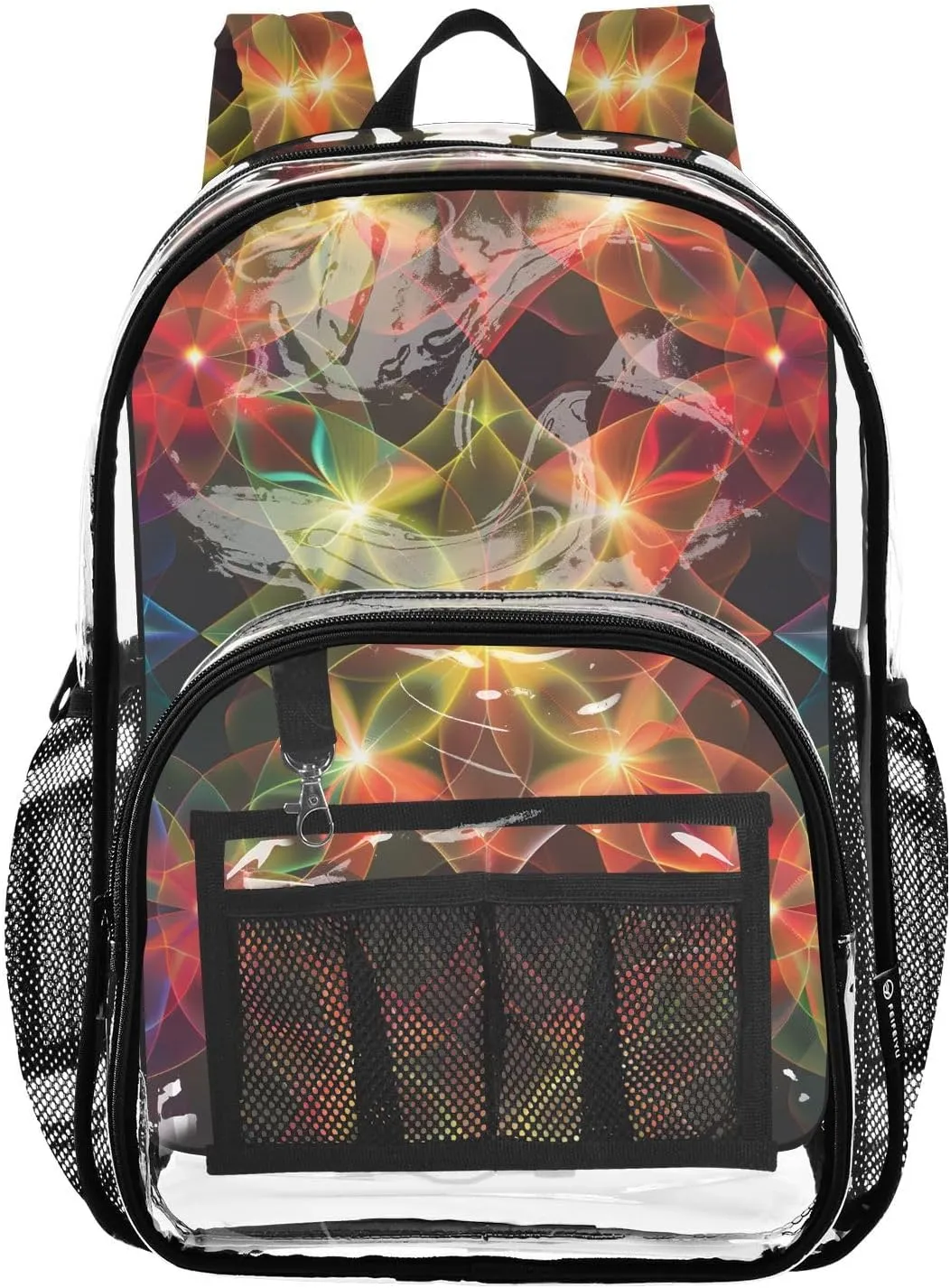 senya Transparent School Bag Bright Neon Light Travel Backpack With Water-Resistant PVC Plastic Clear Bagpack