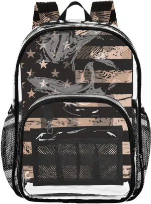 senya Transparent School Bag Brown Pentagram Flag Travel Backpack With Water-Resistant PVC Plastic Clear Bagpack