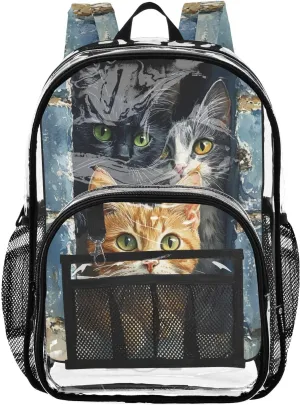 senya Transparent School Bag Cats in The Rock Travel Backpack With Water-Resistant PVC Plastic Clear Bagpack