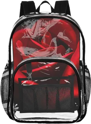 senya Transparent School Bag Charming Rose Travel Backpack With Water-Resistant PVC Plastic Clear Bagpack