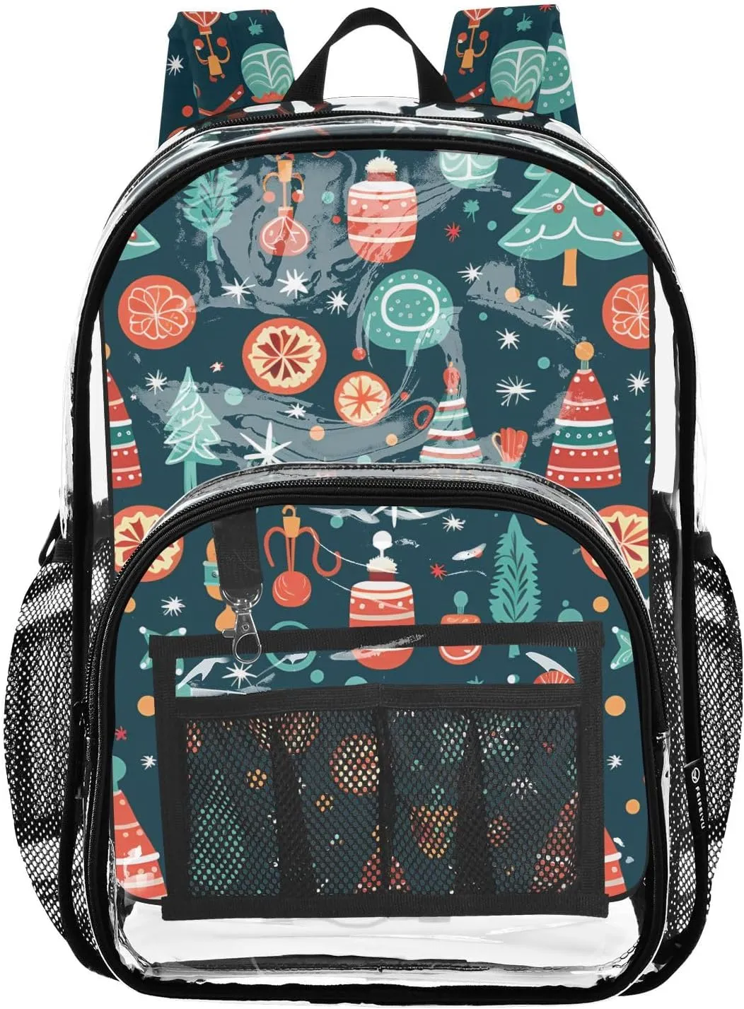 senya Transparent School Bag Christmas Tree Ribbon Decoration Travel Backpack With Water-Resistant PVC Plastic Clear Bagpack
