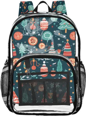 senya Transparent School Bag Christmas Tree Ribbon Decoration Travel Backpack With Water-Resistant PVC Plastic Clear Bagpack