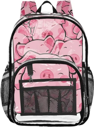 senya Transparent School Bag Chubby Pigs Travel Backpack With Water-Resistant PVC Plastic Clear Bagpack