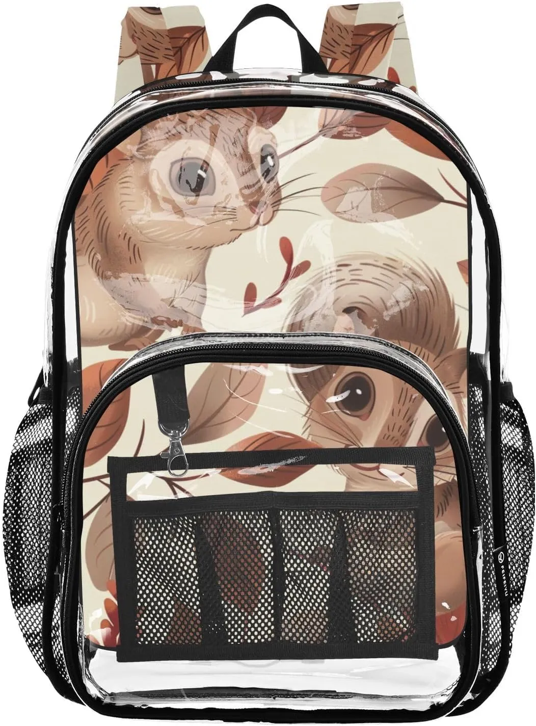 senya Transparent School Bag Clever Squirrels Travel Backpack With Water-Resistant PVC Plastic Clear Bagpack