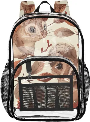 senya Transparent School Bag Clever Squirrels Travel Backpack With Water-Resistant PVC Plastic Clear Bagpack