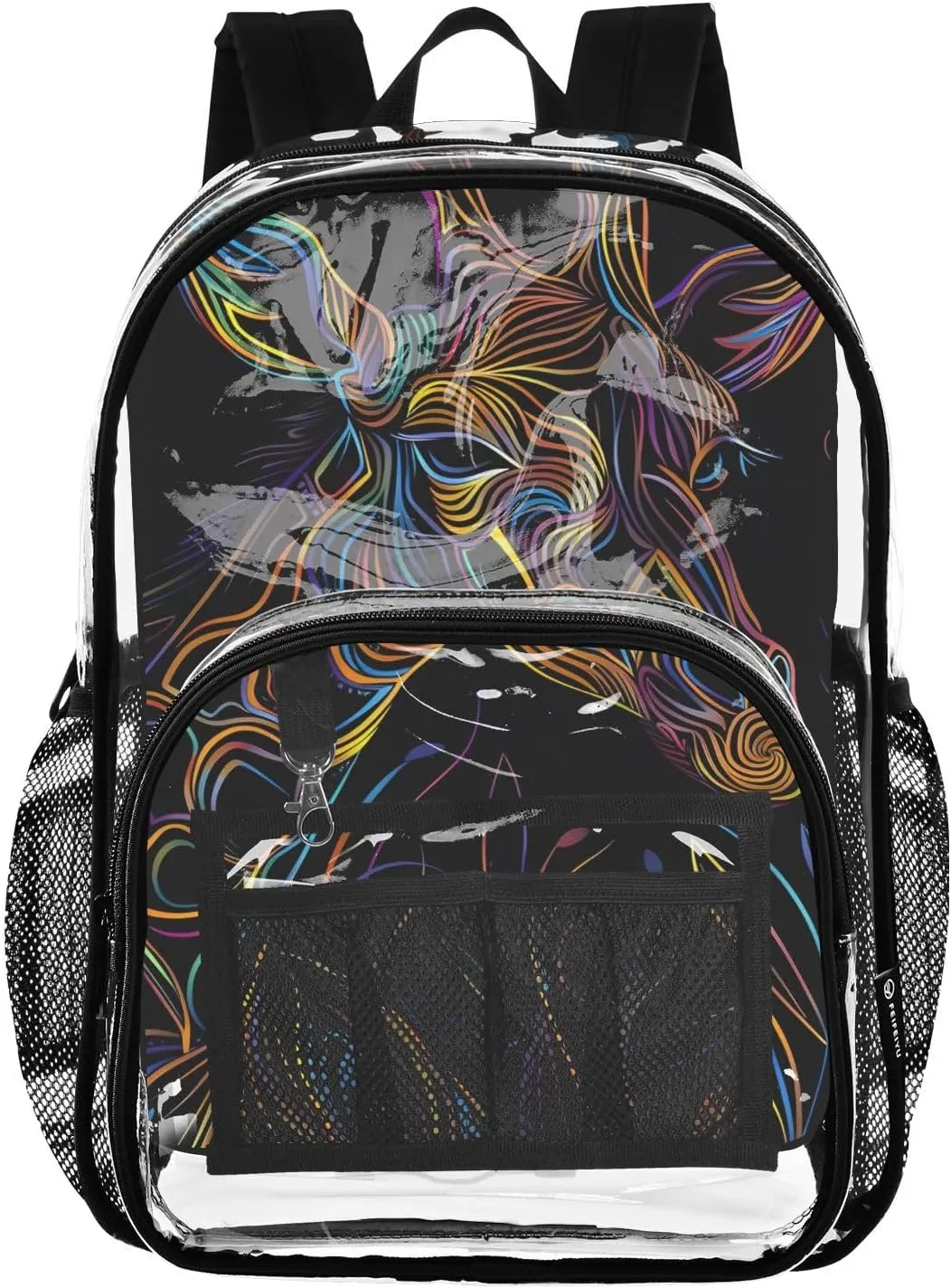 senya Transparent School Bag Color Line Giraffe Travel Backpack With Water-Resistant PVC Plastic Clear Bagpack