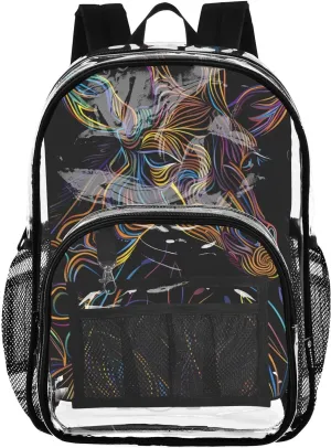 senya Transparent School Bag Color Line Giraffe Travel Backpack With Water-Resistant PVC Plastic Clear Bagpack