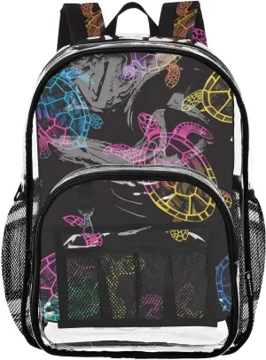 senya Transparent School Bag Color Silhouette Turtles Travel Backpack With Water-Resistant PVC Plastic Clear Bagpack
