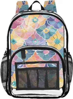 senya Transparent School Bag Colored Petals Travel Backpack With Water-Resistant PVC Plastic Clear Bagpack