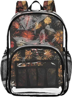 senya Transparent School Bag Colorful Fireworks Travel Backpack With Water-Resistant PVC Plastic Clear Bagpack