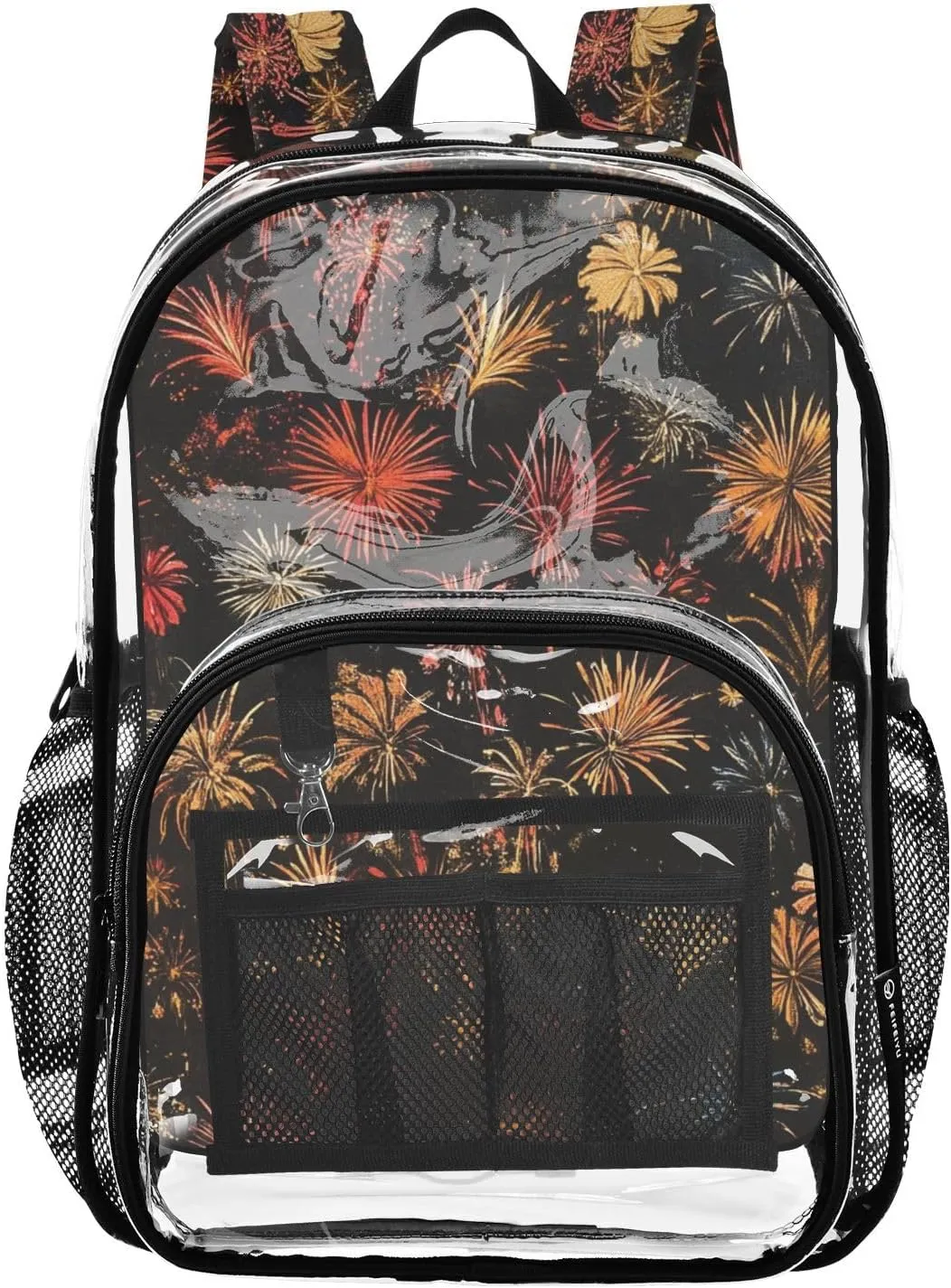 senya Transparent School Bag Colorful Fireworks Travel Backpack With Water-Resistant PVC Plastic Clear Bagpack