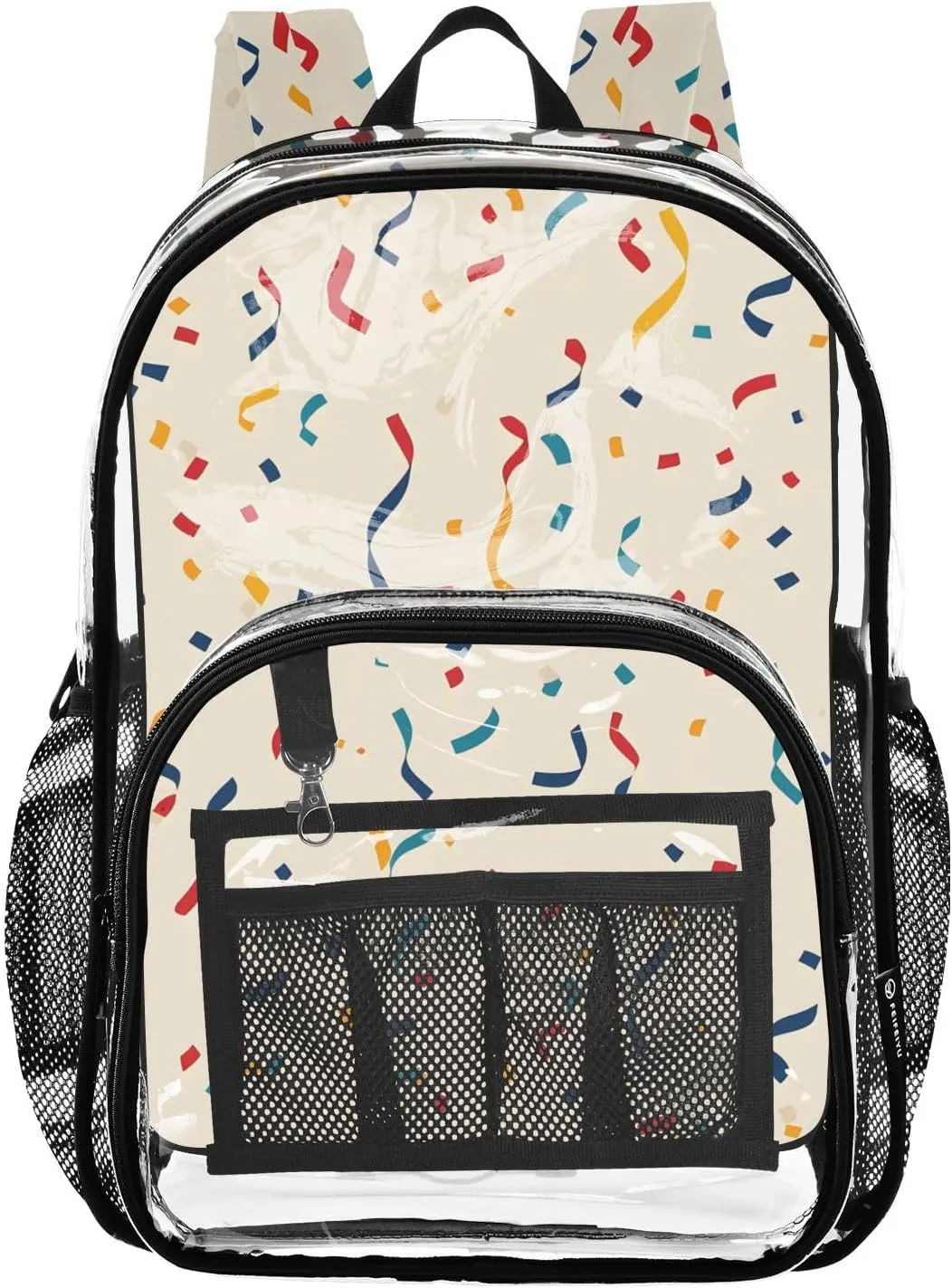 senya Transparent School Bag Colorful Ribbons Travel Backpack With Water-Resistant PVC Plastic Clear Bagpack
