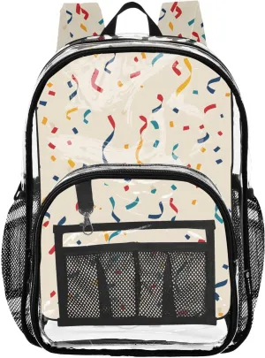 senya Transparent School Bag Colorful Ribbons Travel Backpack With Water-Resistant PVC Plastic Clear Bagpack