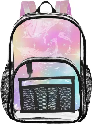 senya Transparent School Bag Colorful Twinkling Stars Travel Backpack With Water-Resistant PVC Plastic Clear Bagpack