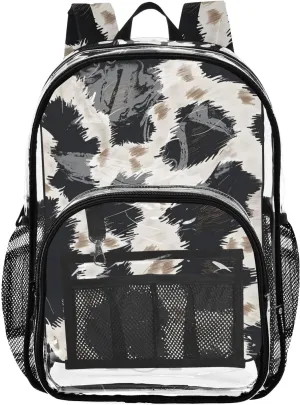 senya Transparent School Bag Fluffy Animal Skin Texture Travel Backpack With Water-Resistant PVC Plastic Clear Bagpack