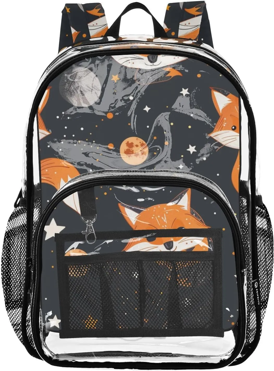 senya Transparent School Bag Foxes Space Travel Backpack With Water-Resistant PVC Plastic Clear Bagpack