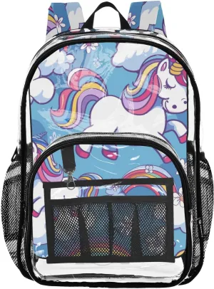 senya Transparent School Bag Friendly Unicorns Travel Backpack With Water-Resistant PVC Plastic Clear Bagpack