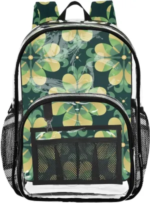 senya Transparent School Bag Heart-shaped Grass Travel Backpack With Water-Resistant PVC Plastic Clear Bagpack