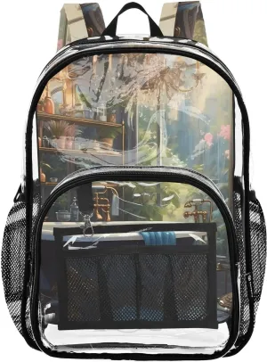 senya Transparent School Bag Jungle Bathtub Travel Backpack With Water-Resistant PVC Plastic Clear Bagpack