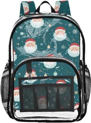 senya Transparent School Bag Kind Santa Claus Christmas Travel Backpack With Water-Resistant PVC Plastic Clear Bagpack