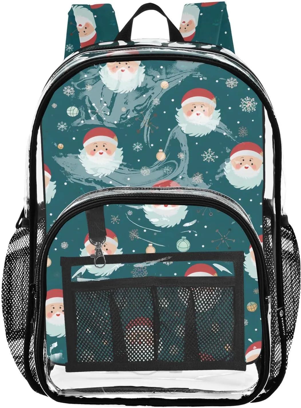 senya Transparent School Bag Kind Santa Claus Christmas Travel Backpack With Water-Resistant PVC Plastic Clear Bagpack