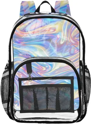 senya Transparent School Bag Laser Folds Travel Backpack With Water-Resistant PVC Plastic Clear Bagpack