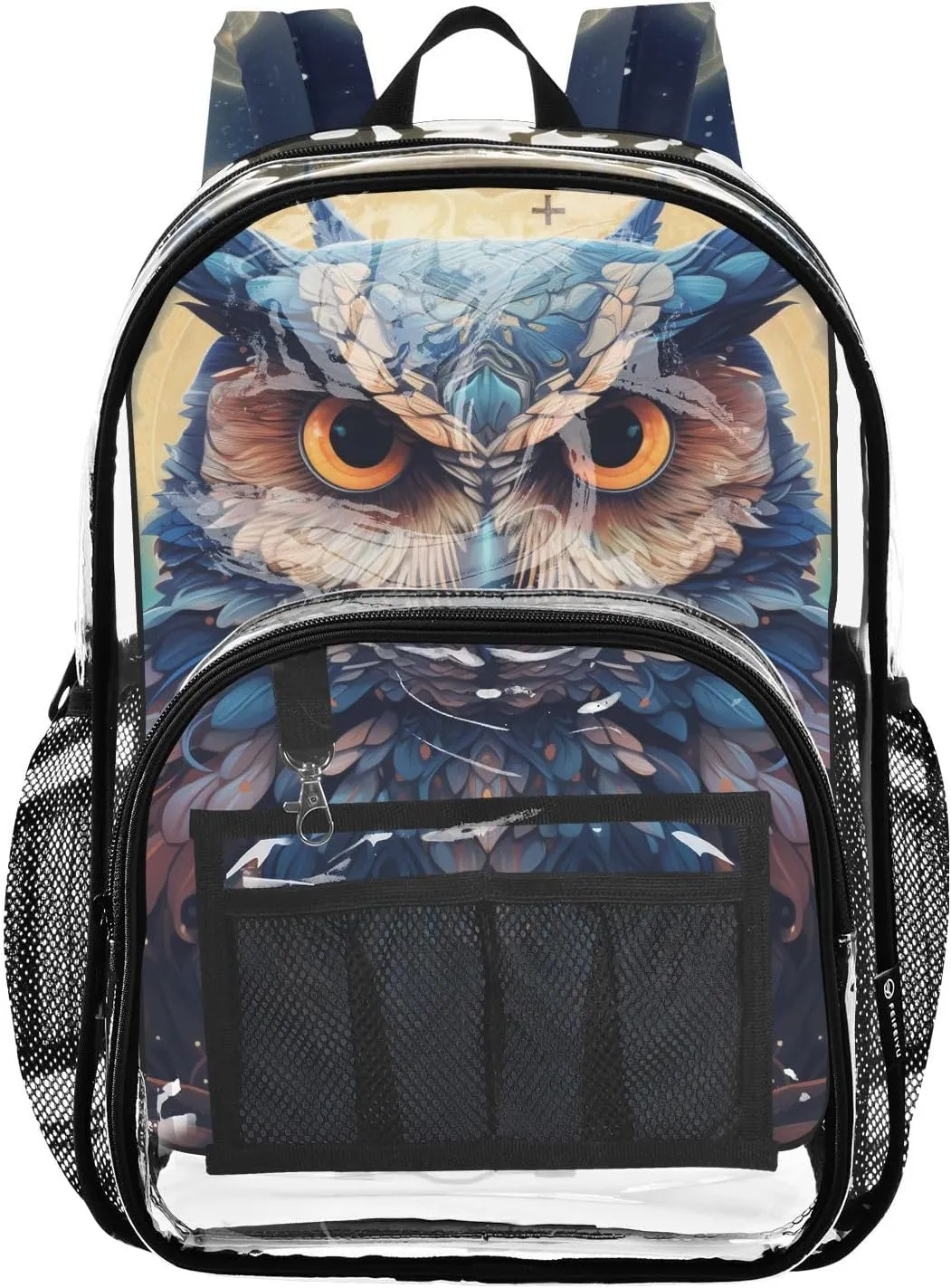 senya Transparent School Bag Magic Blue Owl Travel Backpack With Water-Resistant PVC Plastic Clear Bagpack