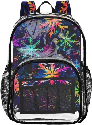 senya Transparent School Bag Neon Snowflake Travel Backpack With Water-Resistant PVC Plastic Clear Bagpack