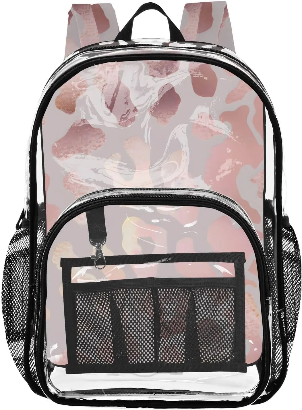 senya Transparent School Bag Pink Gradient Leopard Print Travel Backpack With Water-Resistant PVC Plastic Clear Bagpack