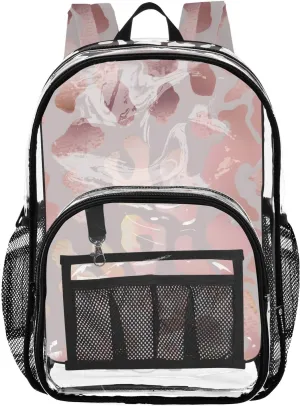 senya Transparent School Bag Pink Gradient Leopard Print Travel Backpack With Water-Resistant PVC Plastic Clear Bagpack