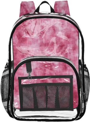 senya Transparent School Bag Pink Tie Dye Travel Backpack With Water-Resistant PVC Plastic Clear Bagpack