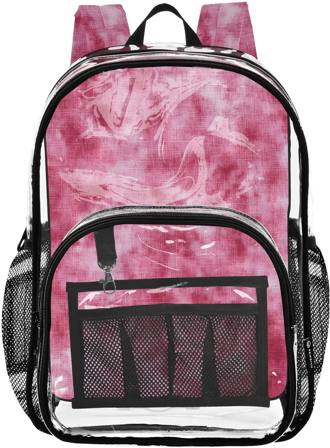 senya Transparent School Bag Pink Tie Dye Travel Backpack With Water-Resistant PVC Plastic Clear Bagpack