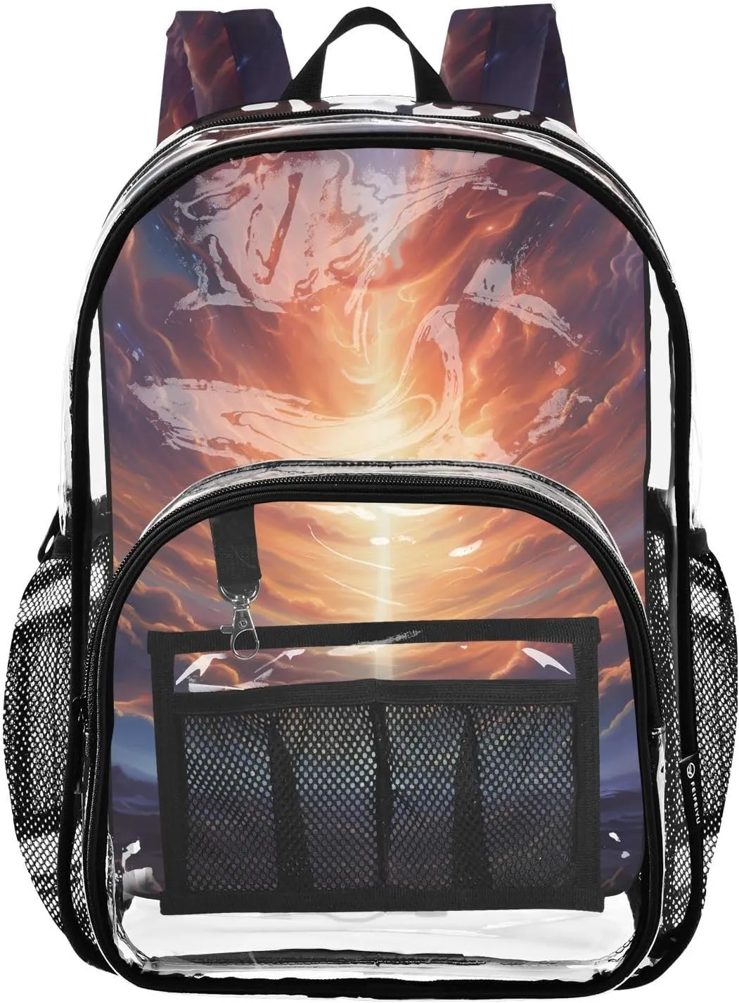 senya Transparent School Bag Shining Brightly Clouds Travel Backpack With Water-Resistant PVC Plastic Clear Bagpack