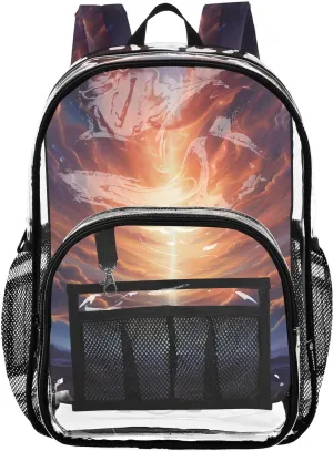 senya Transparent School Bag Shining Brightly Clouds Travel Backpack With Water-Resistant PVC Plastic Clear Bagpack