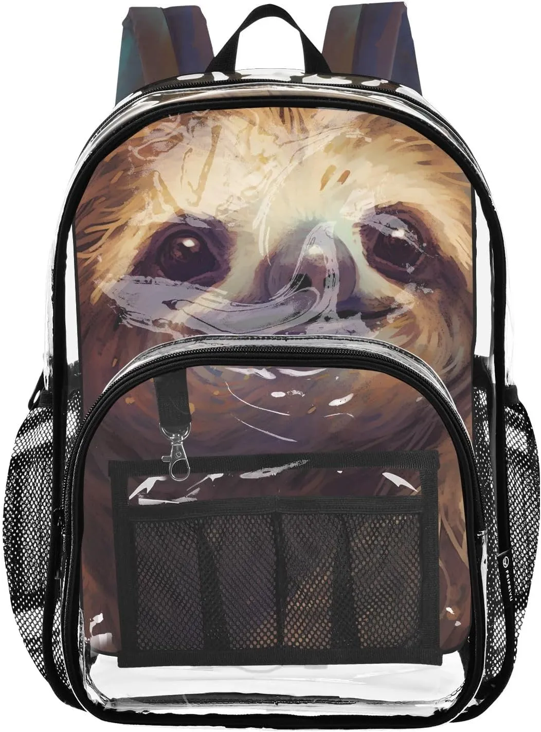senya Transparent School Bag Sloth with Wide Eyes Travel Backpack With Water-Resistant PVC Plastic Clear Bagpack
